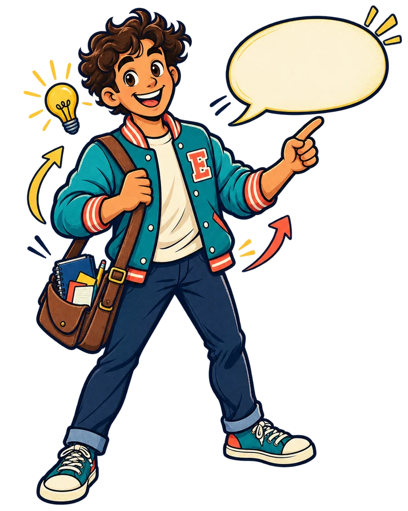Eli, the EliExplains mascot, pointing at a speech bubble